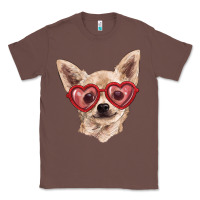 Chestnut chihuahua dog with love glasses Classic Tee - RanaPortraitStore