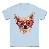 Dusty Blue chihuahua dog with love glasses Classic Tee - RanaPortraitStore