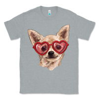 Heather Grey chihuahua dog with love glasses Classic Tee - RanaPortraitStore