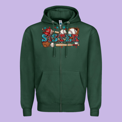 Sister Baseball Zipper Hoodie Designed By Zillion Design Studio