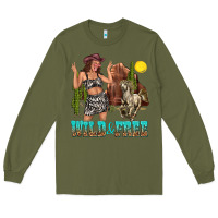 Army Green wild and free Long Sleeve Tee - texasbilliewilder