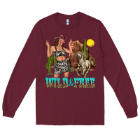 Burgundy wild and free Long Sleeve Tee - texasbilliewilder
