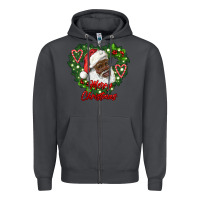 Smoke merry christmas african american santa with wreath Zipper Hoodie - RanaPortraitStore