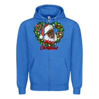 True Royal merry christmas african american santa with wreath Zipper Hoodie - RanaPortraitStore