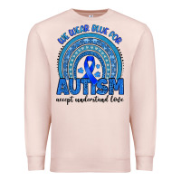 Pale Pink we wear blue for autism accept understand love Premium Sweatshirt - Artiststas