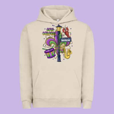 New Orleans Mardi Gras Streets Urban Hoodie Designed By Maliassmallbusiness