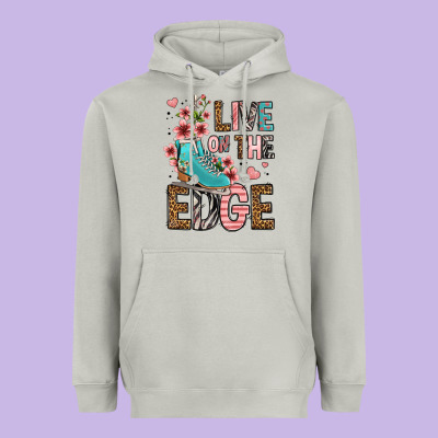 Live On The Edge Ice Skating Heavyweight Hoodie Designed By Fadigitalartstudio