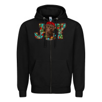 Black labrador retriever christmas joy Zipper Hoodie - RanaPortraitStore