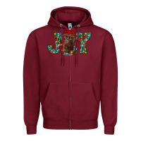 Burgundy labrador retriever christmas joy Zipper Hoodie - RanaPortraitStore