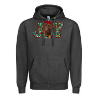 Charcoal Heather labrador retriever christmas joy Zipper Hoodie - RanaPortraitStore
