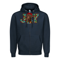 Navy labrador retriever christmas joy Zipper Hoodie - RanaPortraitStore