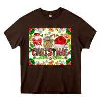 Chocolate Brown Christmas Vibes Heavy Core Tee - CowhideDigitalArt