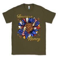 Army Green American honey with bee Classic Tee - texasbilliewilder