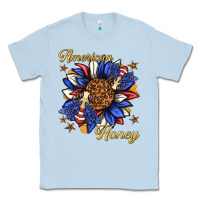 Dusty Blue American honey with bee Classic Tee - texasbilliewilder