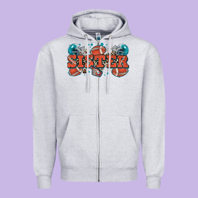 Sister American Football Zipper Hoodie Designed By Zillion Design Studio