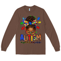 Chestnut autism awareness afro messy bun Long Sleeve Tee - texasbilliewilder