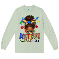 Matcha autism awareness afro messy bun Long Sleeve Tee - texasbilliewilder