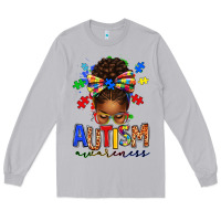 Moon Dust autism awareness afro messy bun Long Sleeve Tee - texasbilliewilder