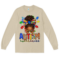 Mushroom autism awareness afro messy bun Long Sleeve Tee - texasbilliewilder