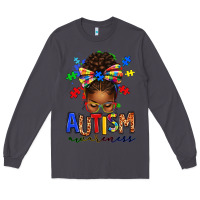 Smoke autism awareness afro messy bun Long Sleeve Tee - texasbilliewilder