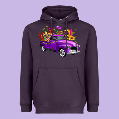 Mardi Gras Truck King's Cake Heavyweight Hoodie Designed By Fadigitalartstudio