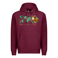 Burgundy Peace Love Cows Premium Hoodie - Jasminsmagicworld