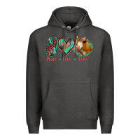 Charcoal Heather Peace Love Cows Premium Hoodie - Jasminsmagicworld