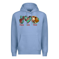 Colony Blue Peace Love Cows Premium Hoodie - Jasminsmagicworld