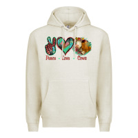 Oatmeal Heather Peace Love Cows Premium Hoodie - Jasminsmagicworld