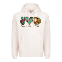 Pale Pink Peace Love Cows Premium Hoodie - Jasminsmagicworld