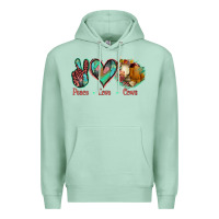 Seafoam Peace Love Cows Premium Hoodie - Jasminsmagicworld
