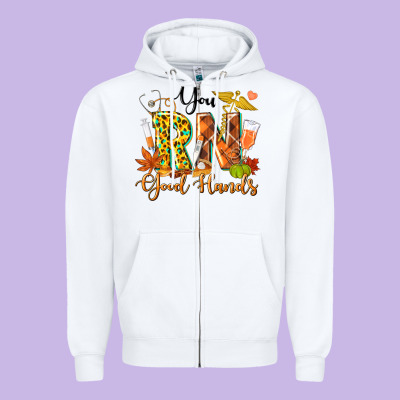 You Rn Good Hands Fall Zipper Hoodie Designed By Texasbilliewilder