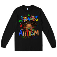 Black autism mom afro locs messy bun Long Sleeve Tee - texasbilliewilder