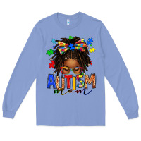 Colony Blue autism mom afro locs messy bun Long Sleeve Tee - texasbilliewilder