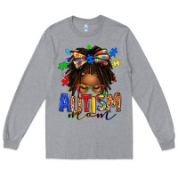 Heather Grey autism mom afro locs messy bun Long Sleeve Tee - texasbilliewilder