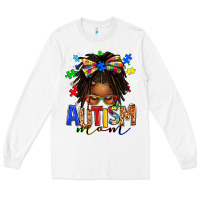 White autism mom afro locs messy bun Long Sleeve Tee - texasbilliewilder