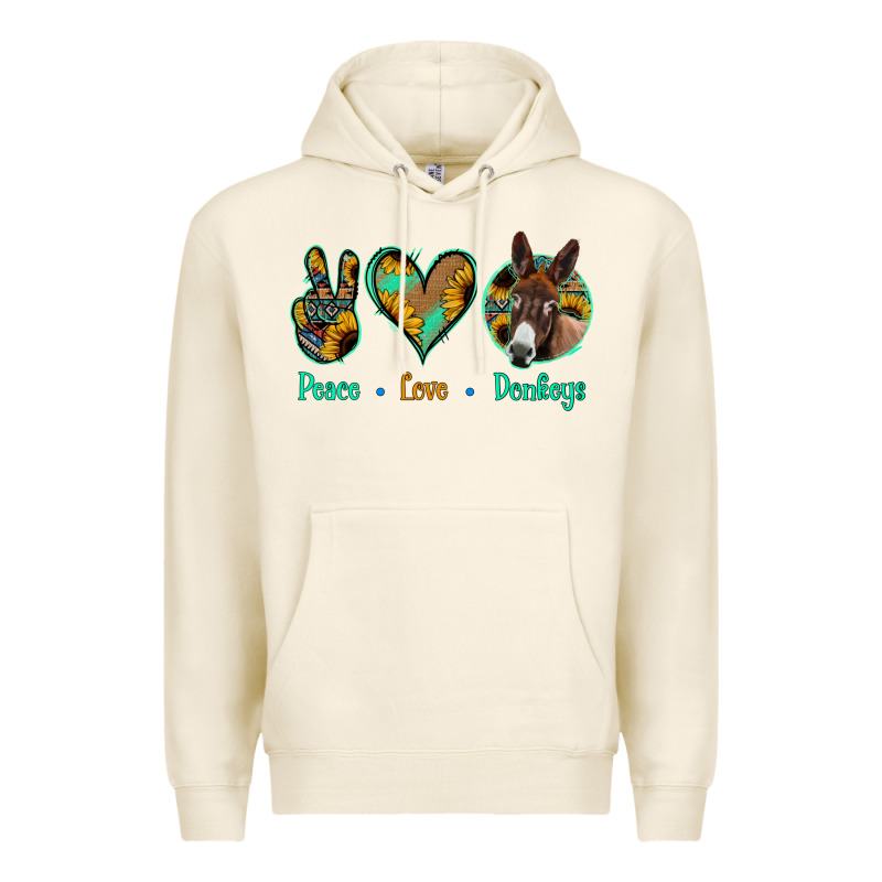Peace Love Donkeys Premium Hoodie by Jasminsmagicworld | Teevron
