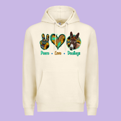 Peace Love Donkeys Premium Hoodie Designed By Jasminsmagicworld