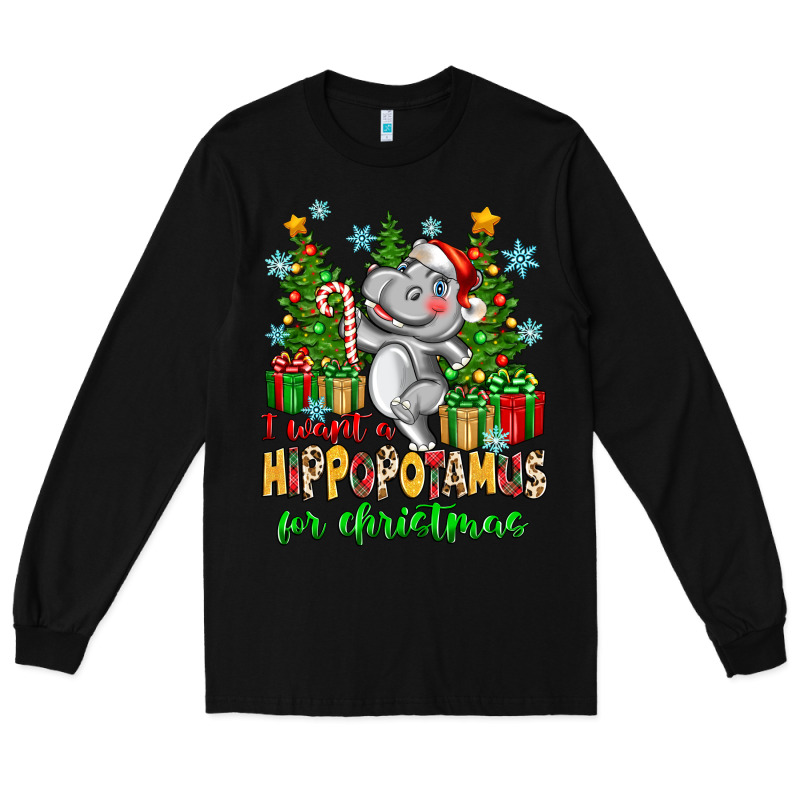 I Want A Hippopotamus For Christmas Long Sleeve Tee by Zillion Design Studio | Teevron