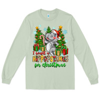 Matcha i want a hippopotamus for christmas Long Sleeve Tee - Zillion Design Studio