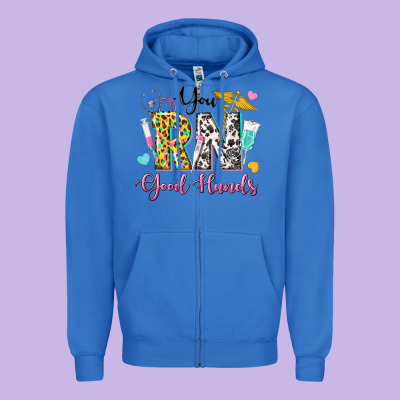 You Rn Good Hands Zipper Hoodie Designed By Texasbilliewilder