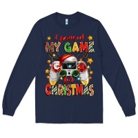 Navy i paused my game for christmas Long Sleeve Tee - Zillion Design Studio