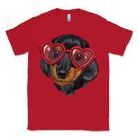 Red dachshund with love glasses Classic Tee - RanaPortraitStore