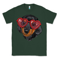 Sports Green dachshund with love glasses Classic Tee - RanaPortraitStore