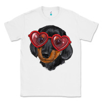 White dachshund with love glasses Classic Tee - RanaPortraitStore
