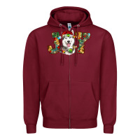Burgundy husky christmas joy Zipper Hoodie - RanaPortraitStore