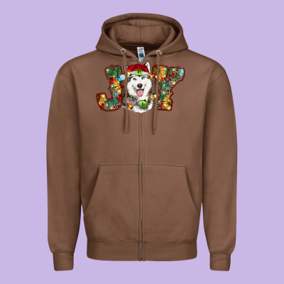Husky Christmas Joy Zipper Hoodie Designed By Ranaportraitstore
