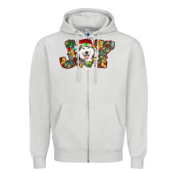 Dove Grey husky christmas joy Zipper Hoodie - RanaPortraitStore