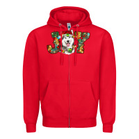 Red husky christmas joy Zipper Hoodie - RanaPortraitStore
