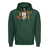 Sports Green husky christmas joy Zipper Hoodie - RanaPortraitStore